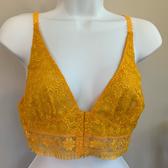 Free People Ella Bralette In Mustard NWT - Picture 2 of 5